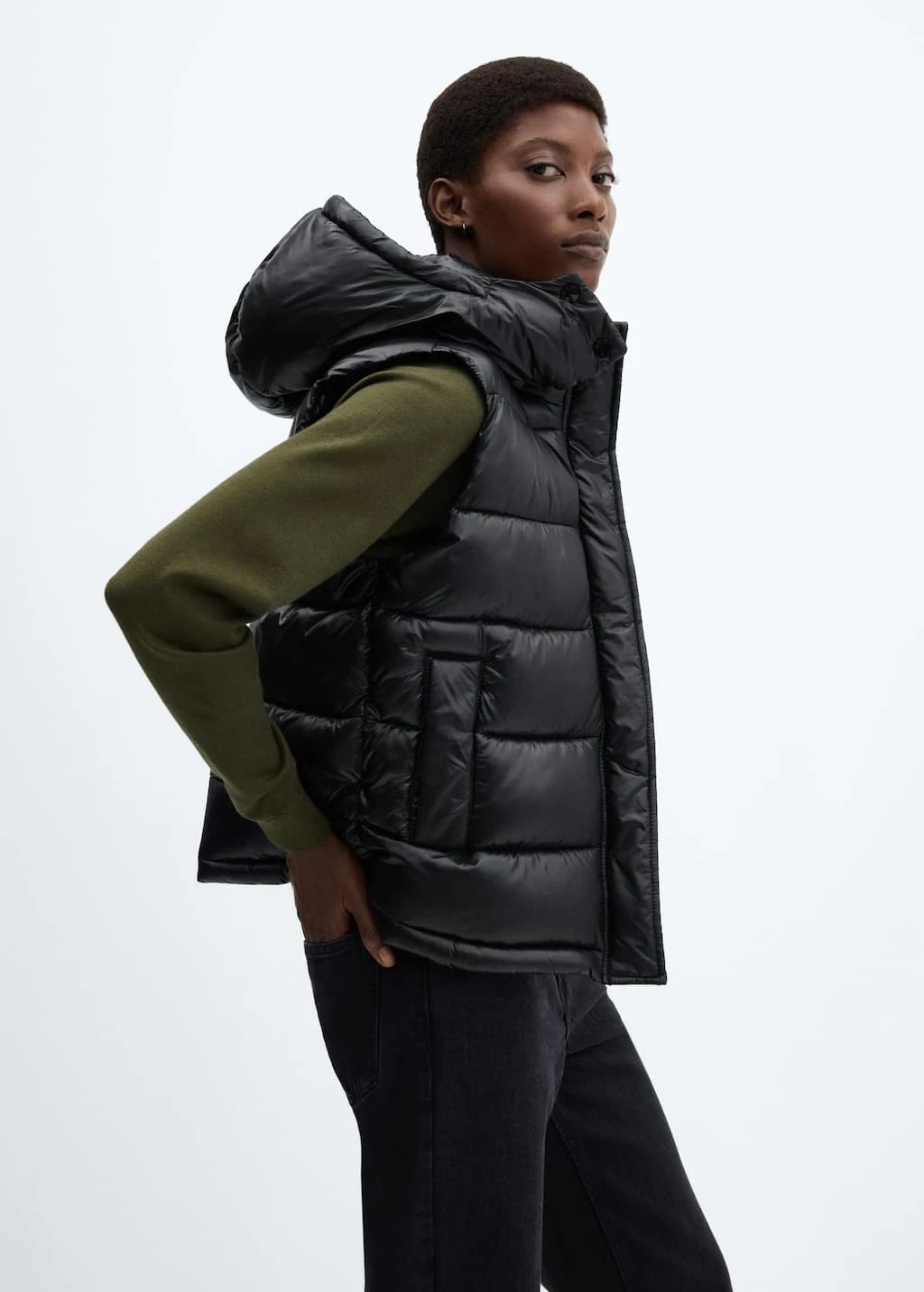 Gilet Matelassé Imperméable à Capuche – Image 14
