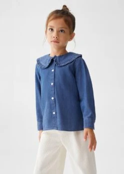 Chemise Denim Col Claudine