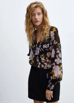 Blouse Imprimée Manches Bouffantes