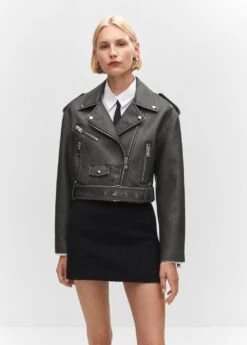 Blouson Biker Effet Usé