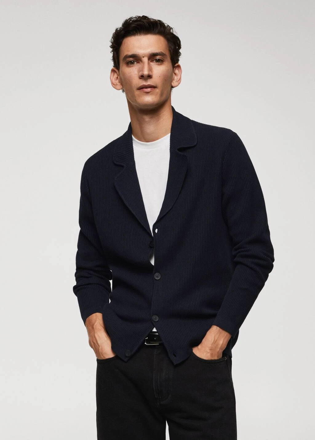 Cardigan Maille Fine Côtelée