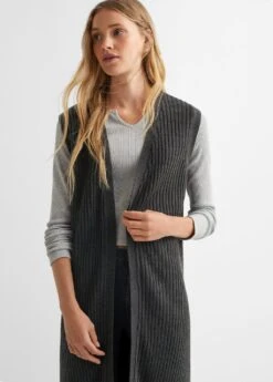 Cardigan Sans Manches Maille Côtelée