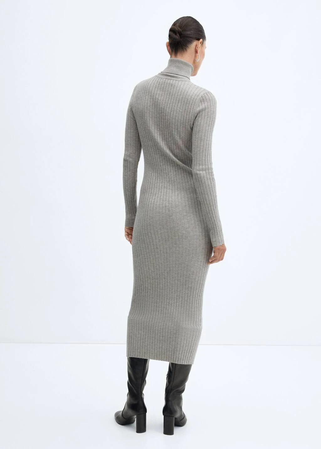 Robe Midi Maille Côtelée Col Montant – Image 3