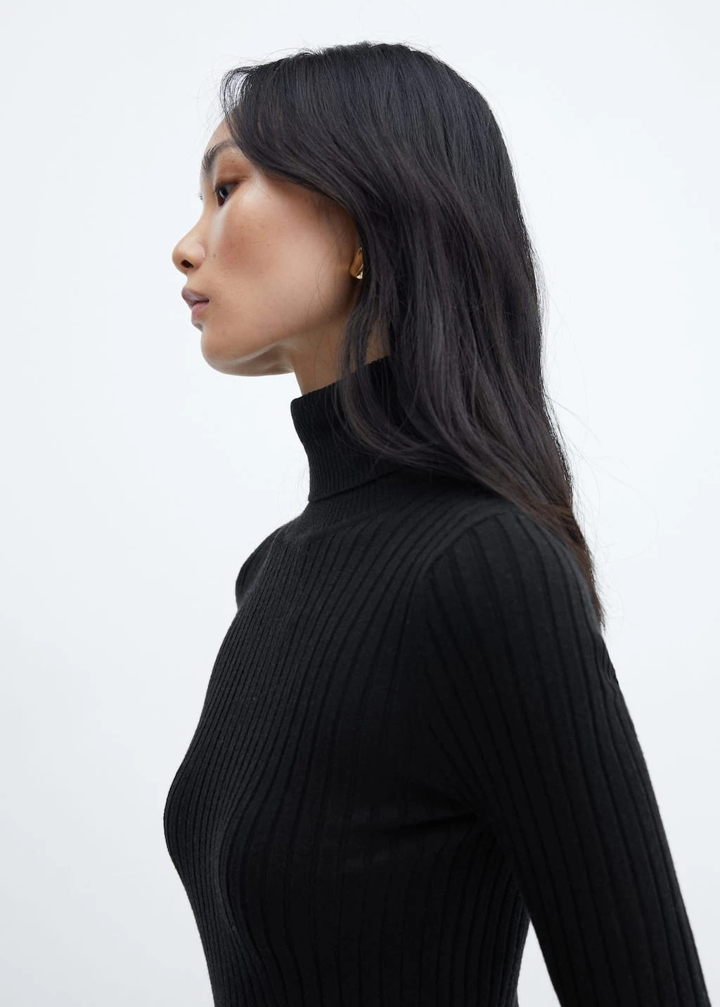 Robe Midi Maille Côtelée Col Montant – Image 11