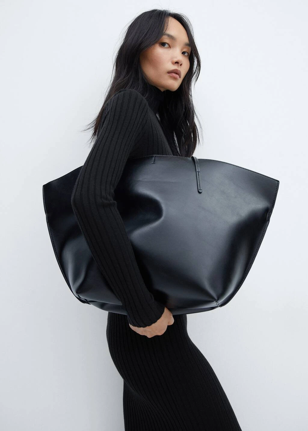 Robe Midi Maille Côtelée Col Montant – Image 12