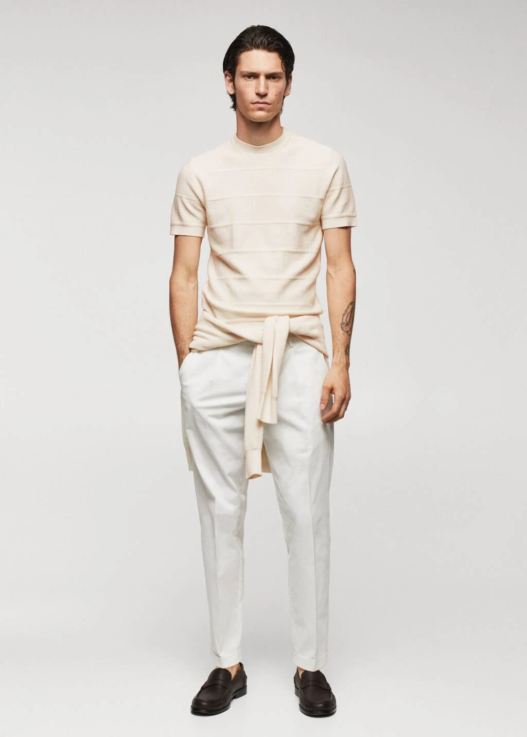 T-shirt Maille Coton Structuré Rayures – Image 2