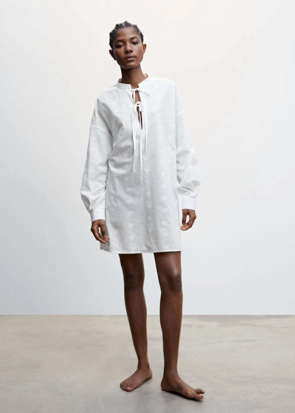 Chemise De Nuit Coton Détails Ajourés – Image 3