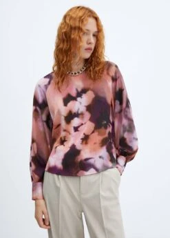 Blouse à Fleurs Manches Bouffantes