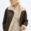 Veste Imitation Mouton Retourné Effet Vintage