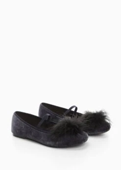 Ballerines Velours Pompon