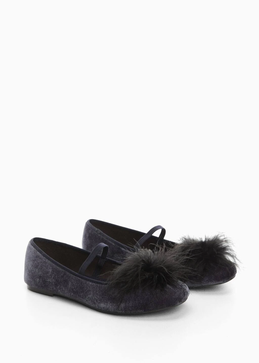 Ballerines Velours Pompon