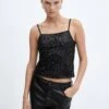 Top Sequins Fines Bretelles