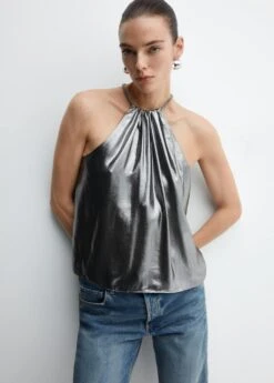 Top Halter Métallisé